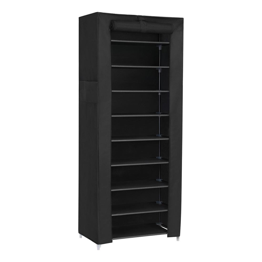 Armoire de rangement en tissu MATIS 58x160 cm, noire, avec étagères