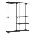 Armoire de rangement MATIS 138x182 cm avec étagères et tringle à vêtements, noire