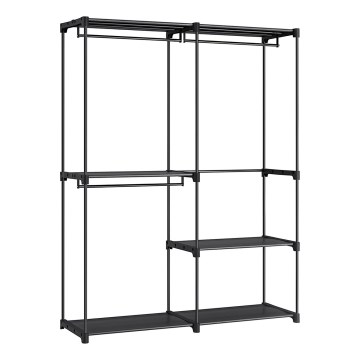 Armoire de rangement MATIS 138x182 cm avec étagères et tringle à vêtements, noire