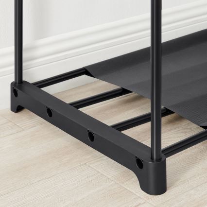 Armoire de rangement MATIS 138x182 cm avec étagères et tringle à vêtements, noire