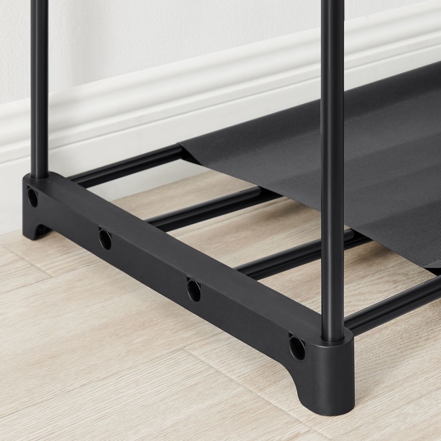 Armoire de rangement MATIS 138x182 cm avec étagères et tringle à vêtements, noire