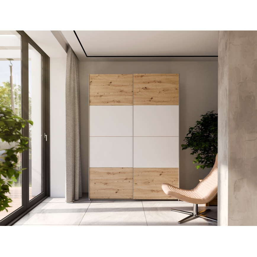 Armoire KARO 150 x 210 cm, blanc / chêne artisan