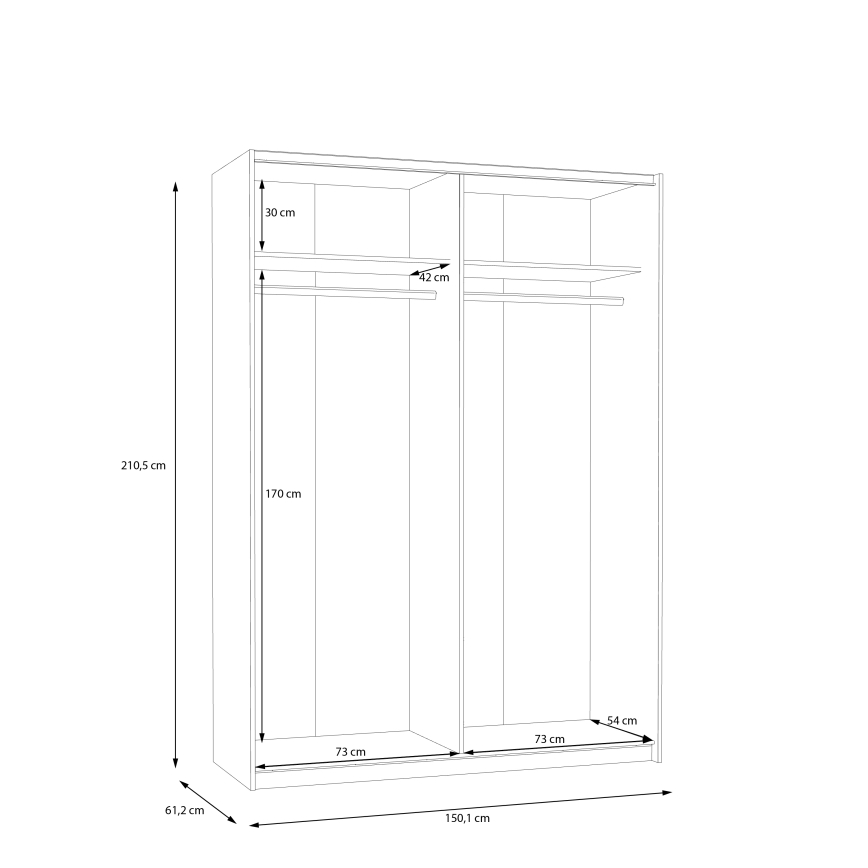 Armoire KARO 150 x 210 cm, blanc / chêne artisan