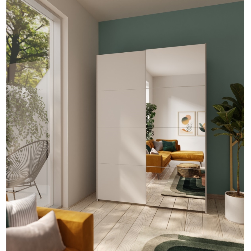 Armoire KARO 150x210 cm avec miroir, blanche