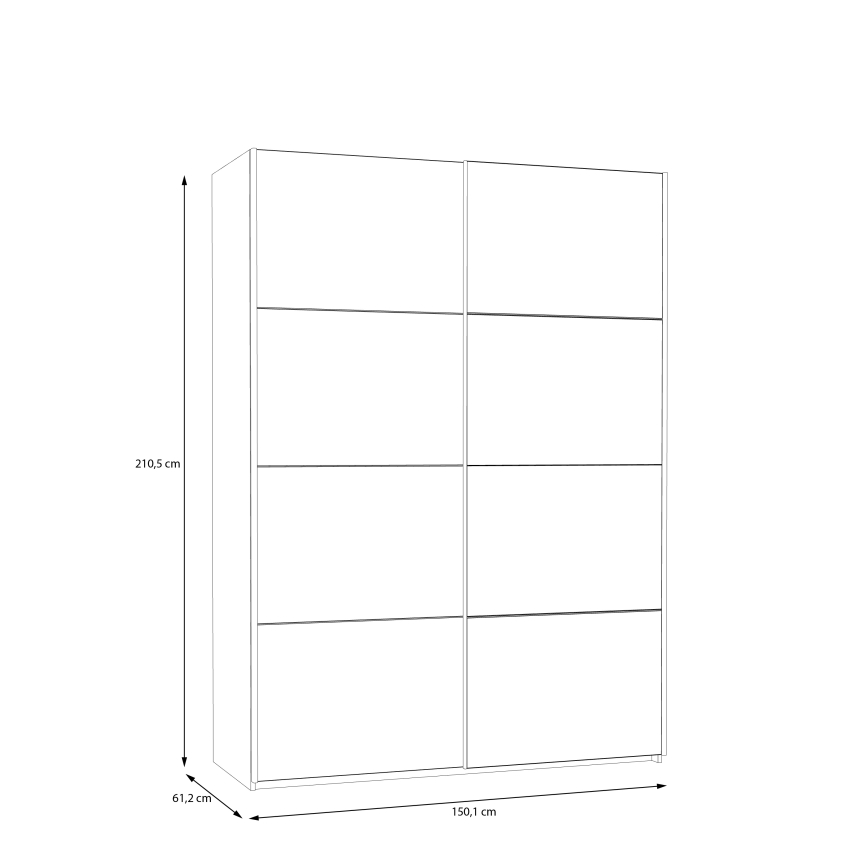 Armoire KARO 150x210 cm avec miroir, blanche