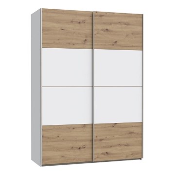 Armoire KARO 150x210 cm blanche/chêne artisan