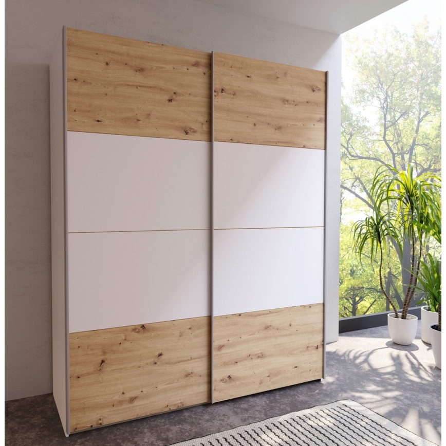 Armoire KARO 170 x 210 cm, blanc/chêne artisan