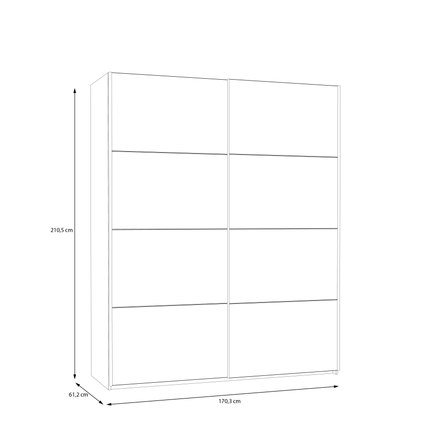 Armoire KARO 170 x 210 cm, blanc/chêne artisan