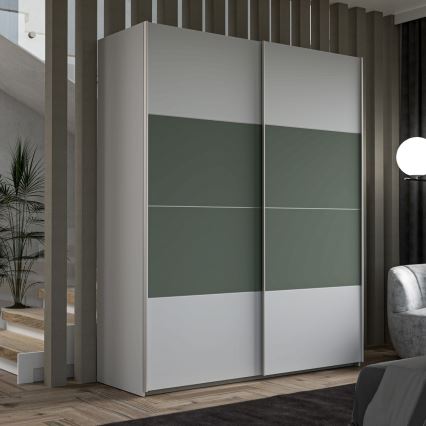 Armoire KARO 170 x 210 cm grise/verte