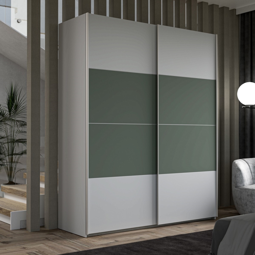 Armoire KARO 170 x 210 cm grise/verte