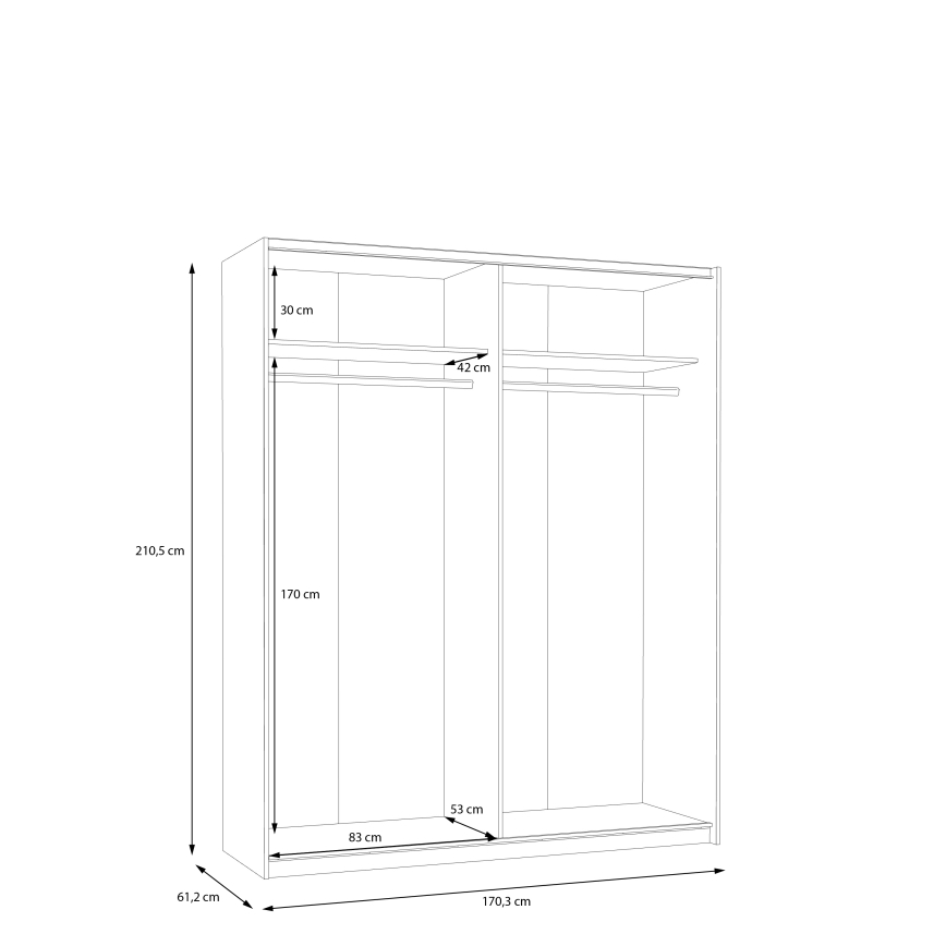 Armoire KARO 170 x 210 cm grise/verte