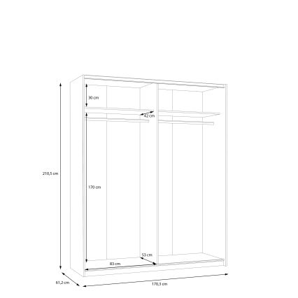 Armoire KARO 170x210 cm gris/vert
