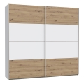 Armoire KARO 220x210 cm blanche/chêne artisan