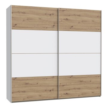 Armoire KARO 220x210 cm blanche/chêne artisan