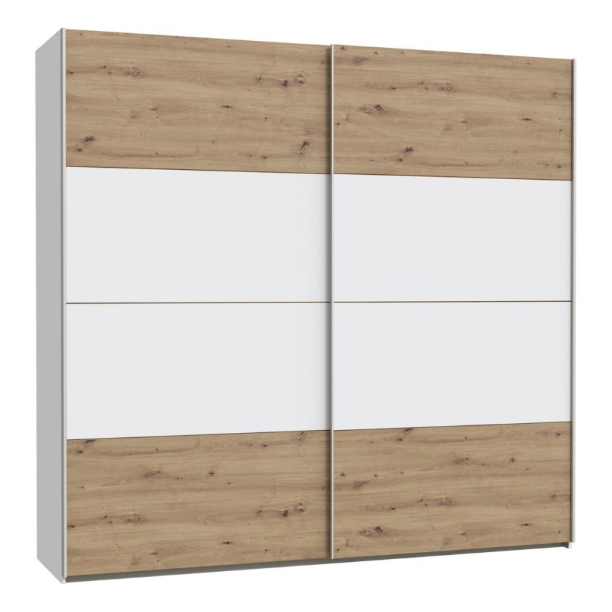 Armoire KARO 220x210 cm blanche/chêne artisan