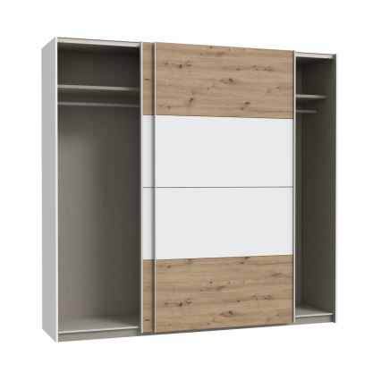 Armoire KARO 220x210 cm blanche/chêne artisan