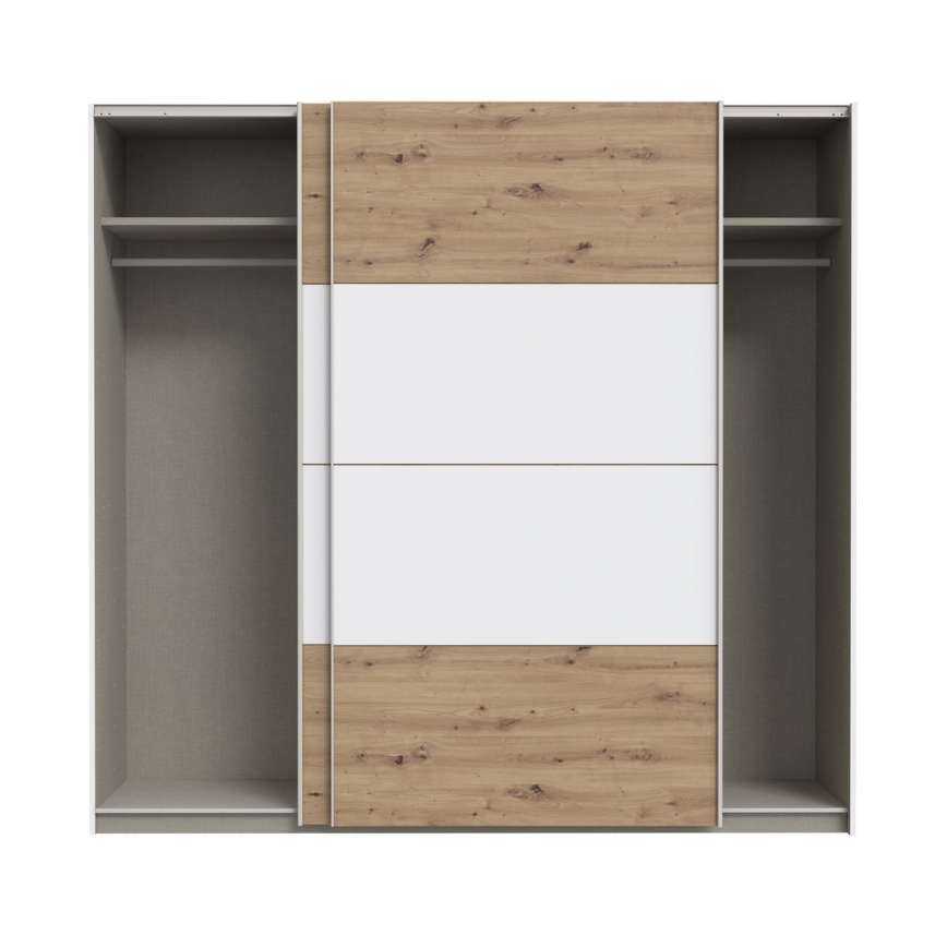 Armoire KARO 220x210 cm blanche/chêne artisan
