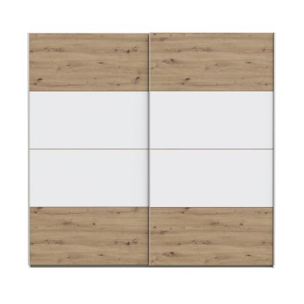Armoire KARO 220x210 cm blanche/chêne artisan