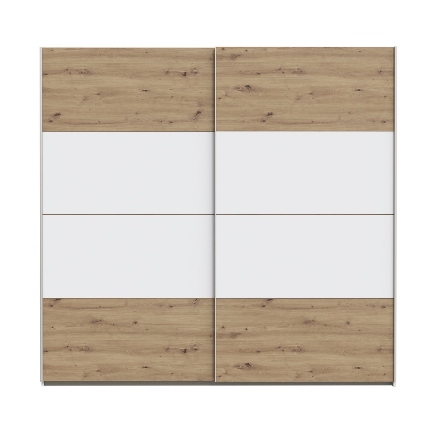 Armoire KARO 220x210 cm blanche/chêne artisan