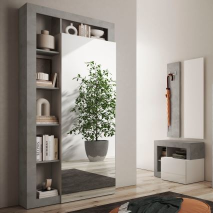 Armoire LENOR 91 x 209 cm blanc / gris béton