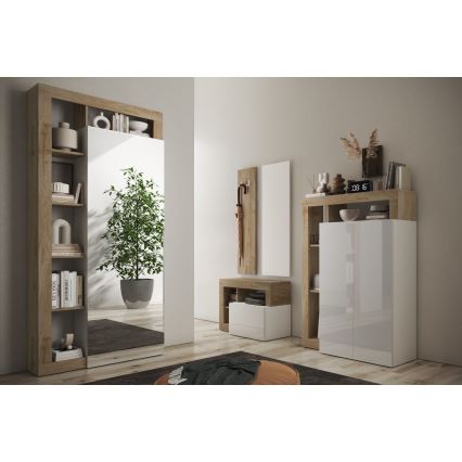 Armoire LENOR 91x209 cm blanc/marron