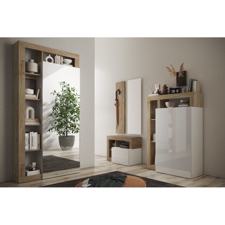 Armoire LENOR 91x209 cm blanc/marron