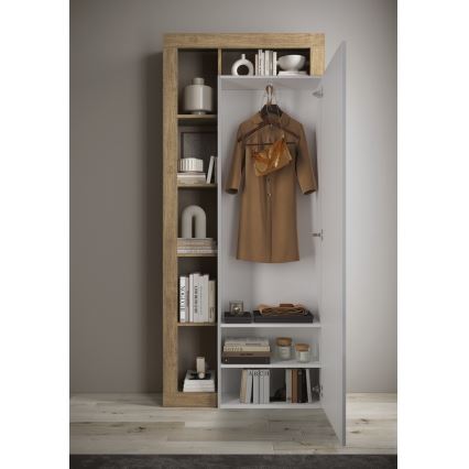 Armoire LENOR 91x209 cm blanc/marron