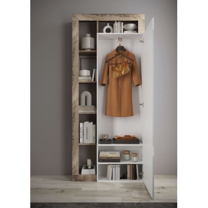 Armoire LENOR 91x209 cm blanc/marron