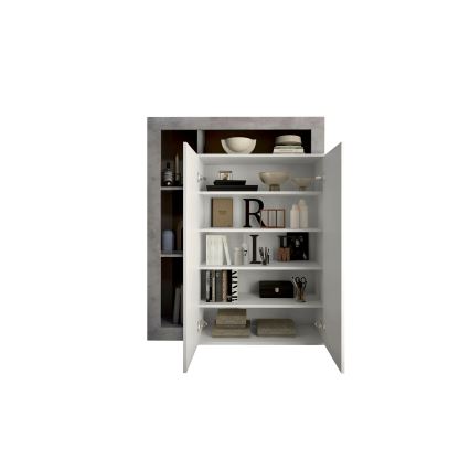 Armoire LENOR blanc/gris effet béton