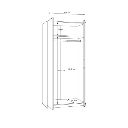Armoire MARO 100x213 cm chêne artisan