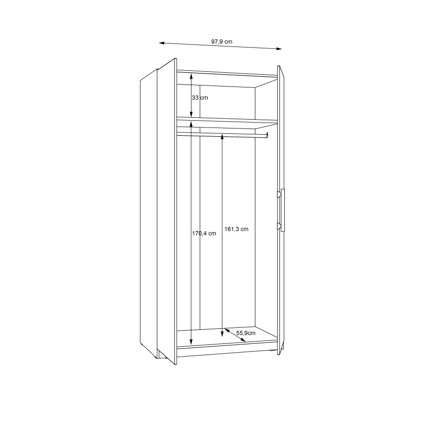 Armoire MARO 100x213 cm chêne artisan