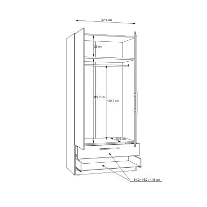 Armoire MARO 100x213 cm chêne artisanal