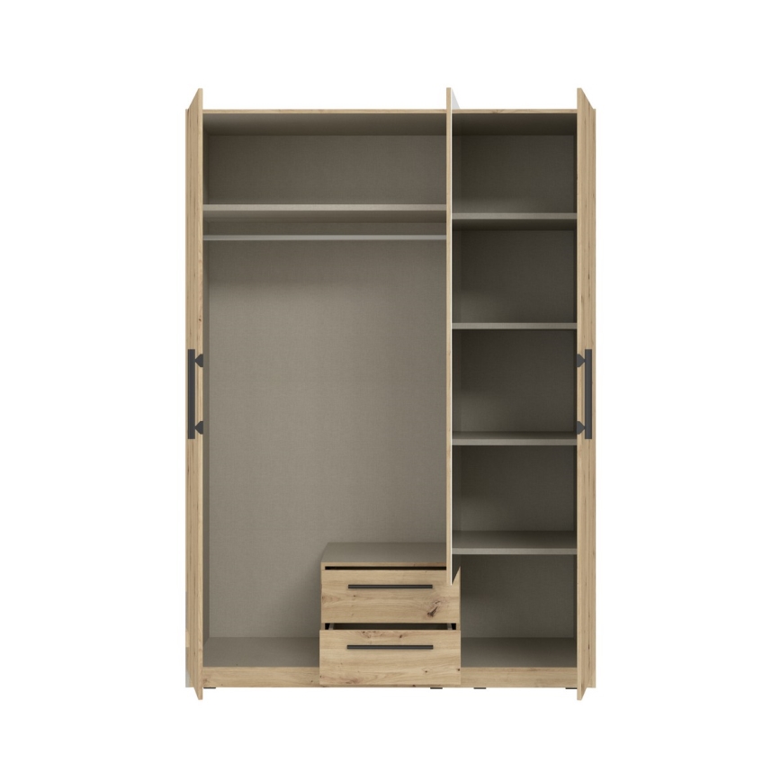 Armoire MARO avec miroir 150x213 cm, finition chêne artisan
