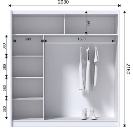 Armoire avec miroir MIRO 203x215 cm chêne craft/noir