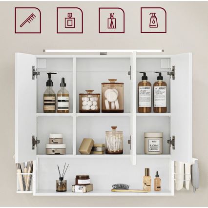 Armoire-miroir LED SKY pour salle de bains 70x70x16 cm 230V blanche