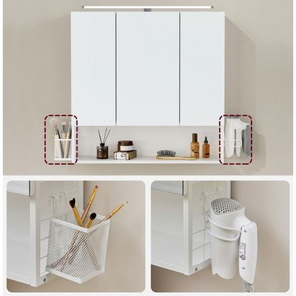 Armoire-miroir LED SKY pour salle de bains 70x70x16 cm 230V blanche