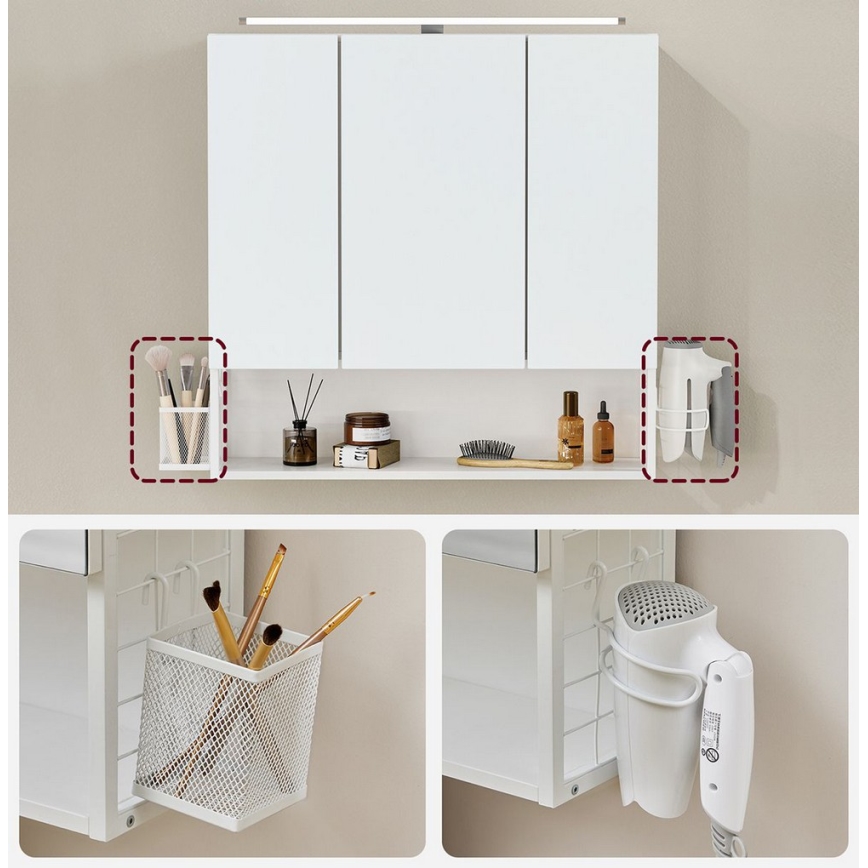 Armoire-miroir LED SKY pour salle de bains 70x70x16 cm 230V blanche