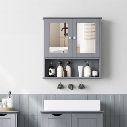Armoire miroir pour salle de bains ZARA 58,5x56,5 cm grise