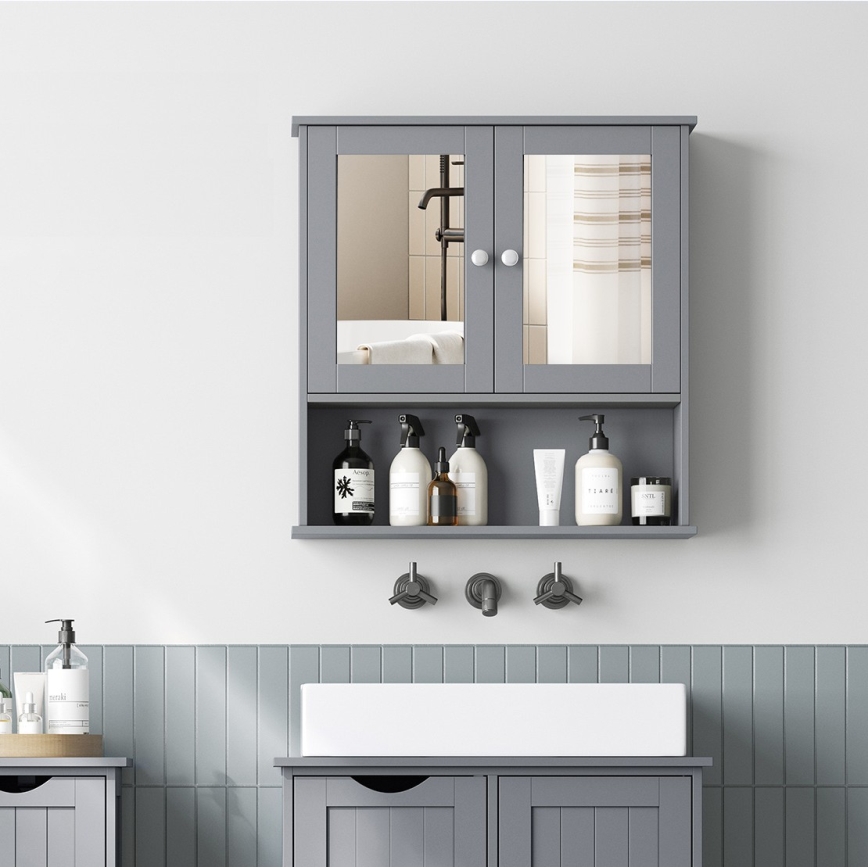 Armoire miroir pour salle de bains ZARA 58,5x56,5 cm grise