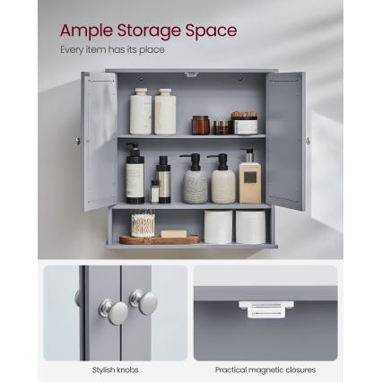 Armoire miroir pour salle de bains ZARA 58,5x56,5 cm grise