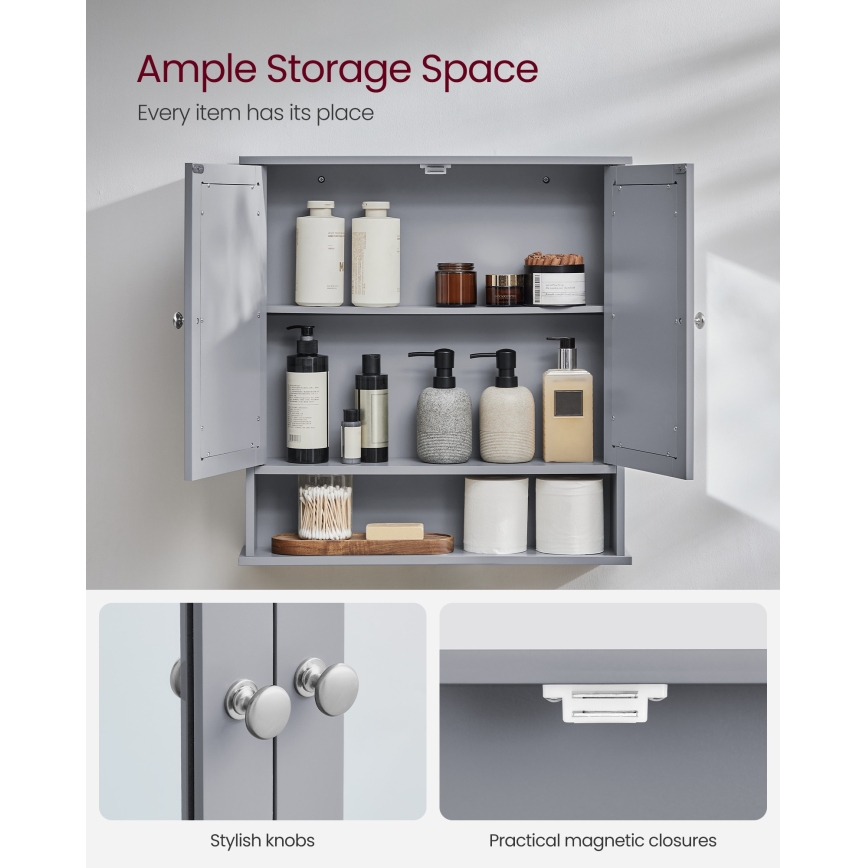 Armoire miroir pour salle de bains ZARA 58,5x56,5 cm grise