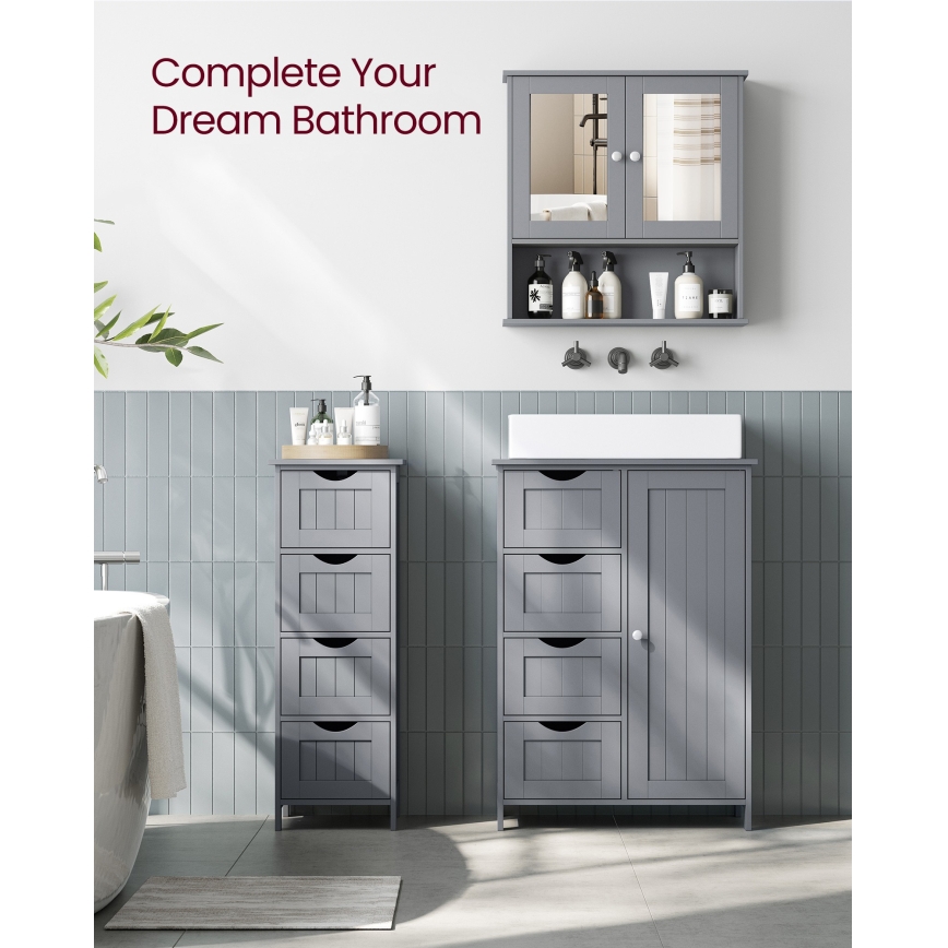 Armoire miroir pour salle de bains ZARA 58,5x56,5 cm grise