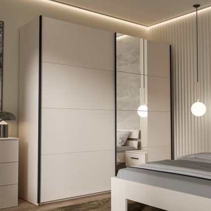 Armoire ODEN 220x210 cm avec miroir, beige