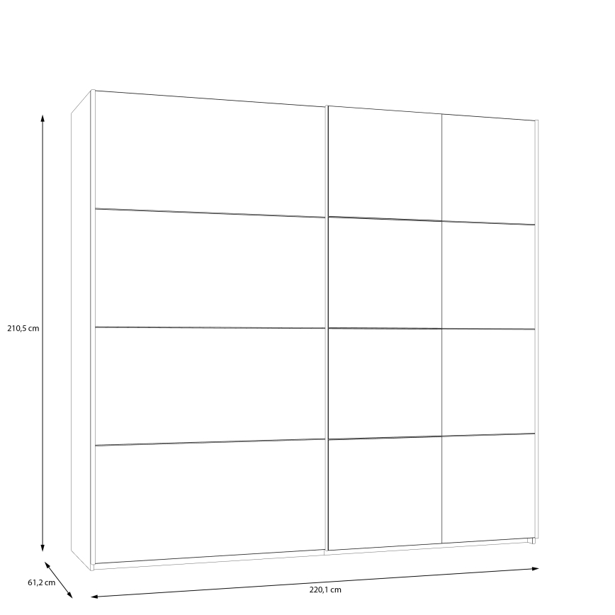 Armoire ODEN 220x210 cm avec miroir, beige