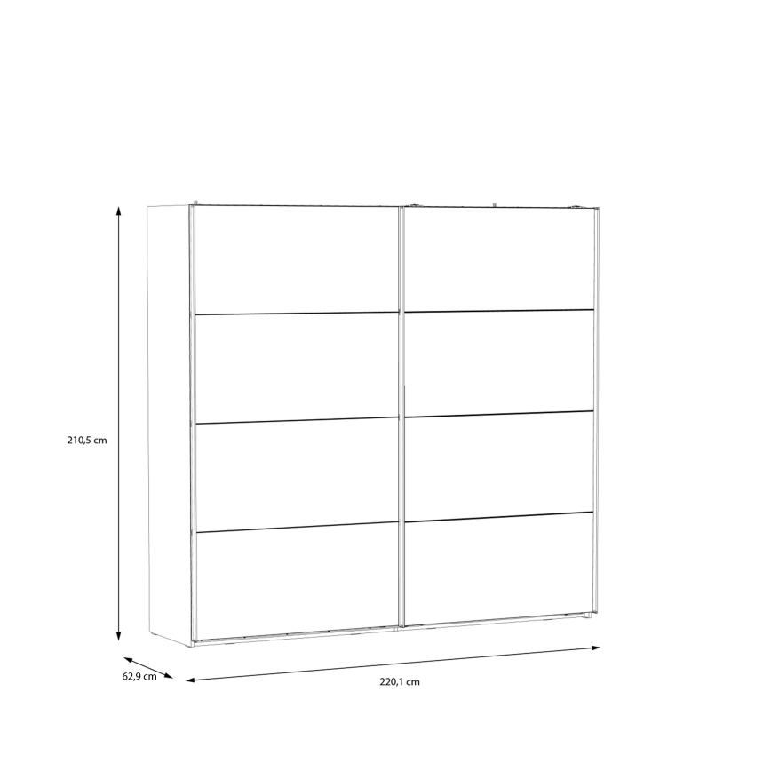 Armoire OREN avec miroir, 220 x 210 cm, chêne artisan