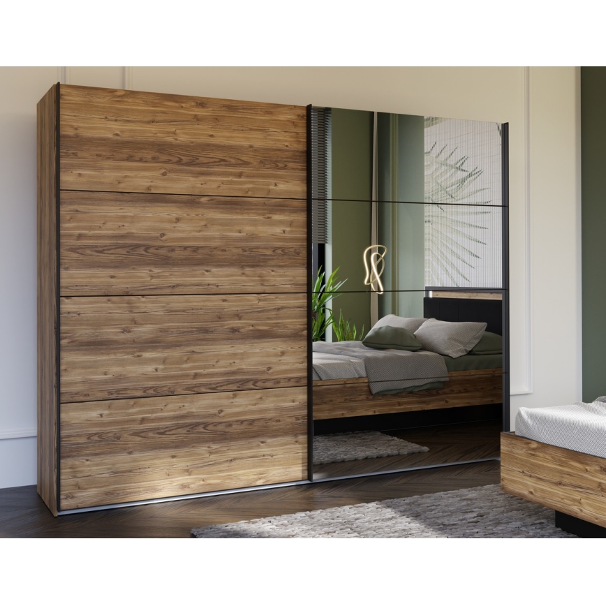 Armoire OREN avec miroir, 270 x 210 cm, chêne artisan