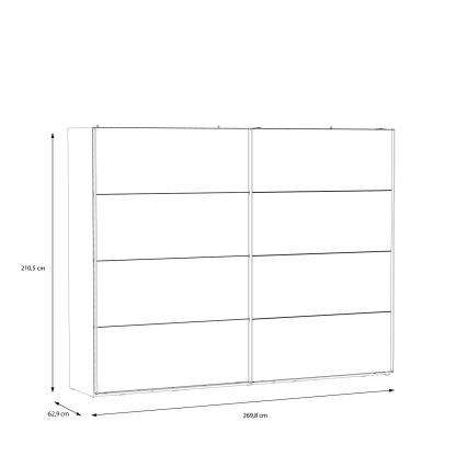 Armoire OREN avec miroir, 270 x 210 cm, chêne artisan