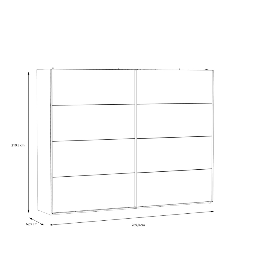Armoire OREN avec miroir, 270 x 210 cm, chêne artisan