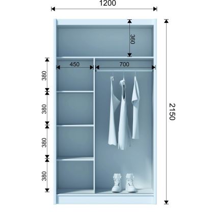 Armoire avec miroir SABRINA 120x215 cm chêne craft