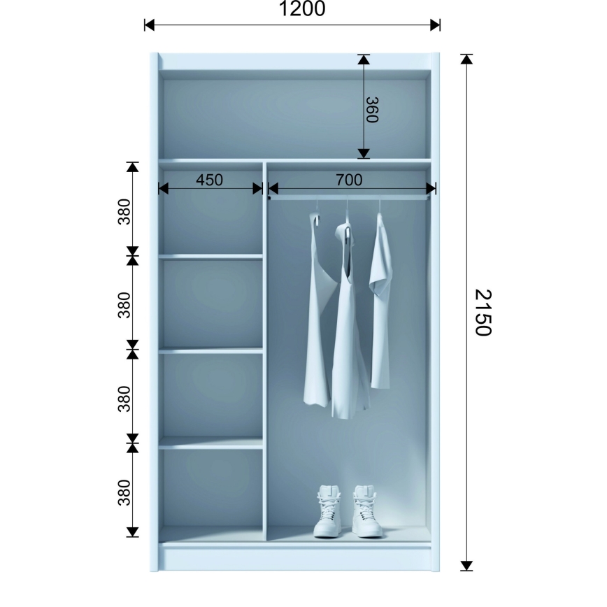 Armoire avec miroir SABRINA 120x215 cm chêne wotan